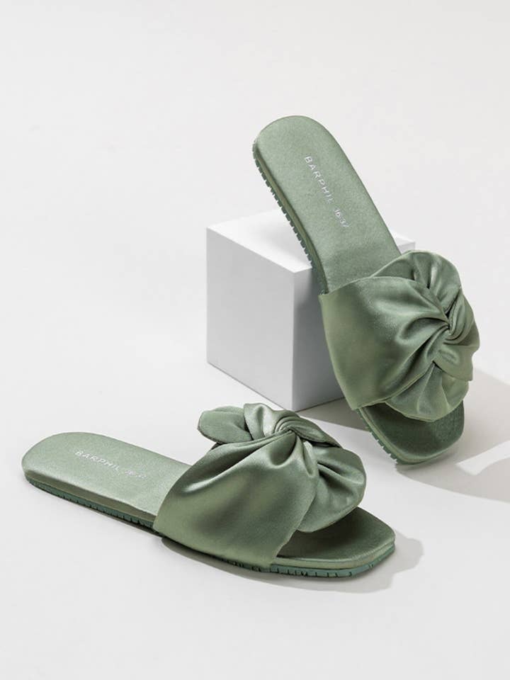 Ulivary - Wholesale Slippers - Women's - Luxury Silky Satin Bow Slippers for Home & Beach Style4
