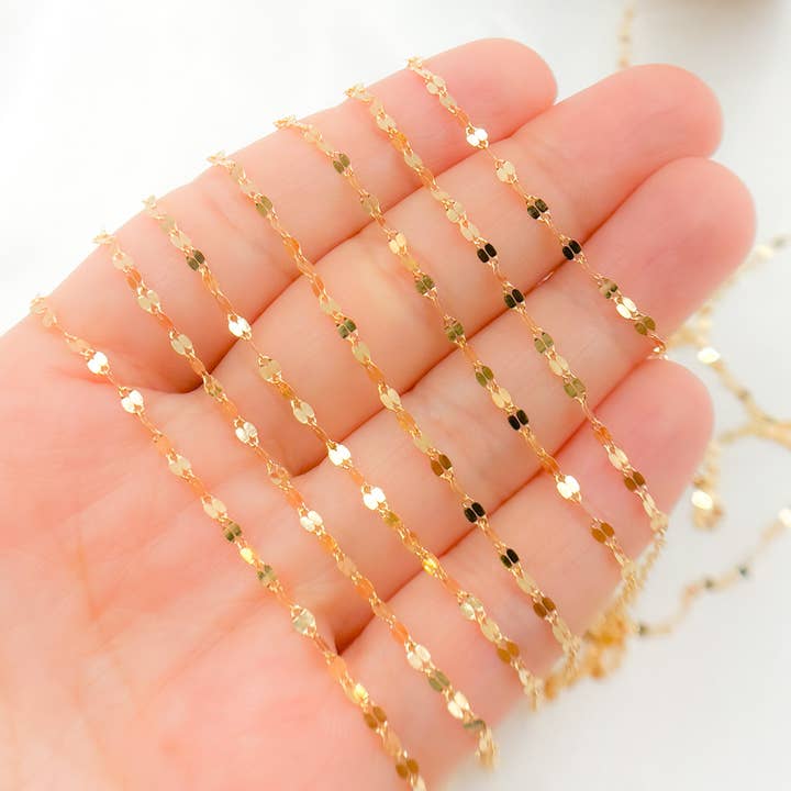 Jewels & Chains - Vente Collier maille et chaîne - V197GF. Chaîne à maillons plate en or 14 carats remplie d'or 14 carats1