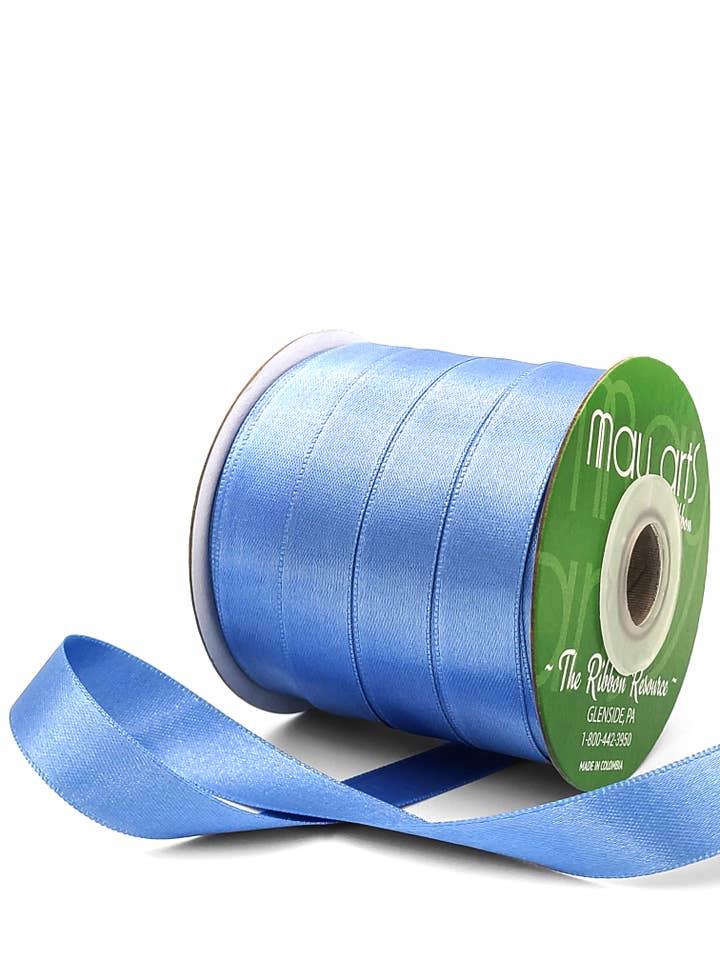 ~5/8"Luster Double Face Satin Ribbon, Dusty Blue for wholesale by May Arts Ribbon