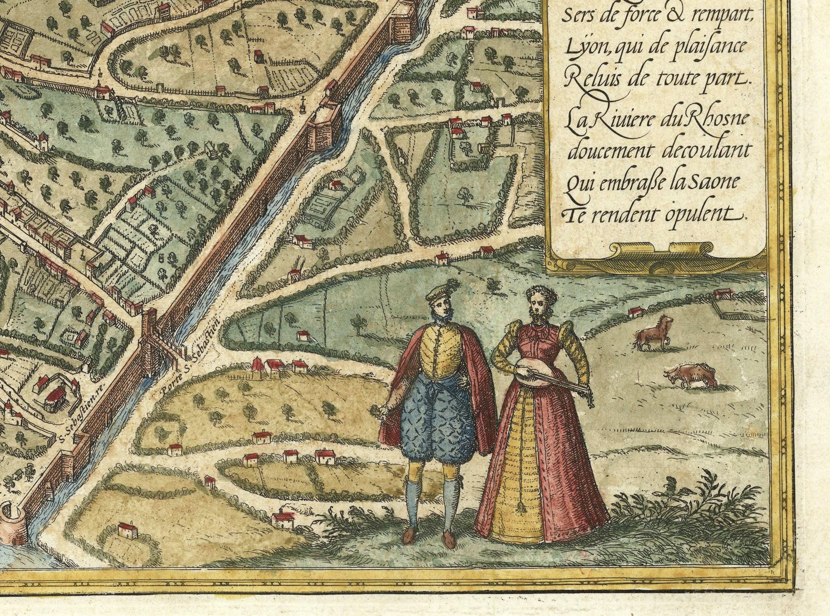 OldCityPrints - Old Maps and Posters - Wholesale Art Print - Old Map of Lyon France 1593 Vintage Map of Lyon | Vintage Map Wall Art Print4