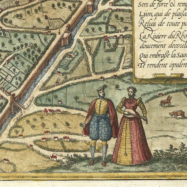 OldCityPrints - Old Maps and Posters - Wholesale Art Print - Old Map of Lyon France 1593 Vintage Map of Lyon | Vintage Map Wall Art Print4