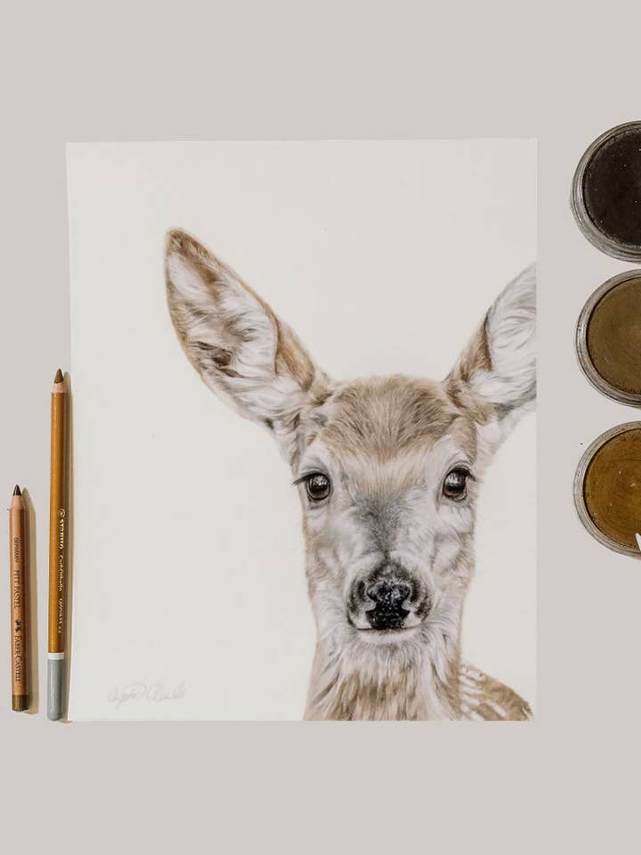 Deer Fine Art Giclée Print 'Grace' for wholesale by Crystal Clarke Animal Art
