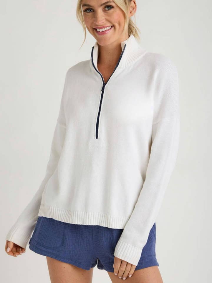 Pink Pineapple - Wholesale Knit Sweater - Women's - 1/2 Zip American Flag Sweater