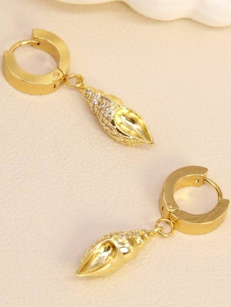 Golden Creoles Pendant with Strassed Drop Subtle Elegance for wholesale by BELLISSIMA BIJOUX