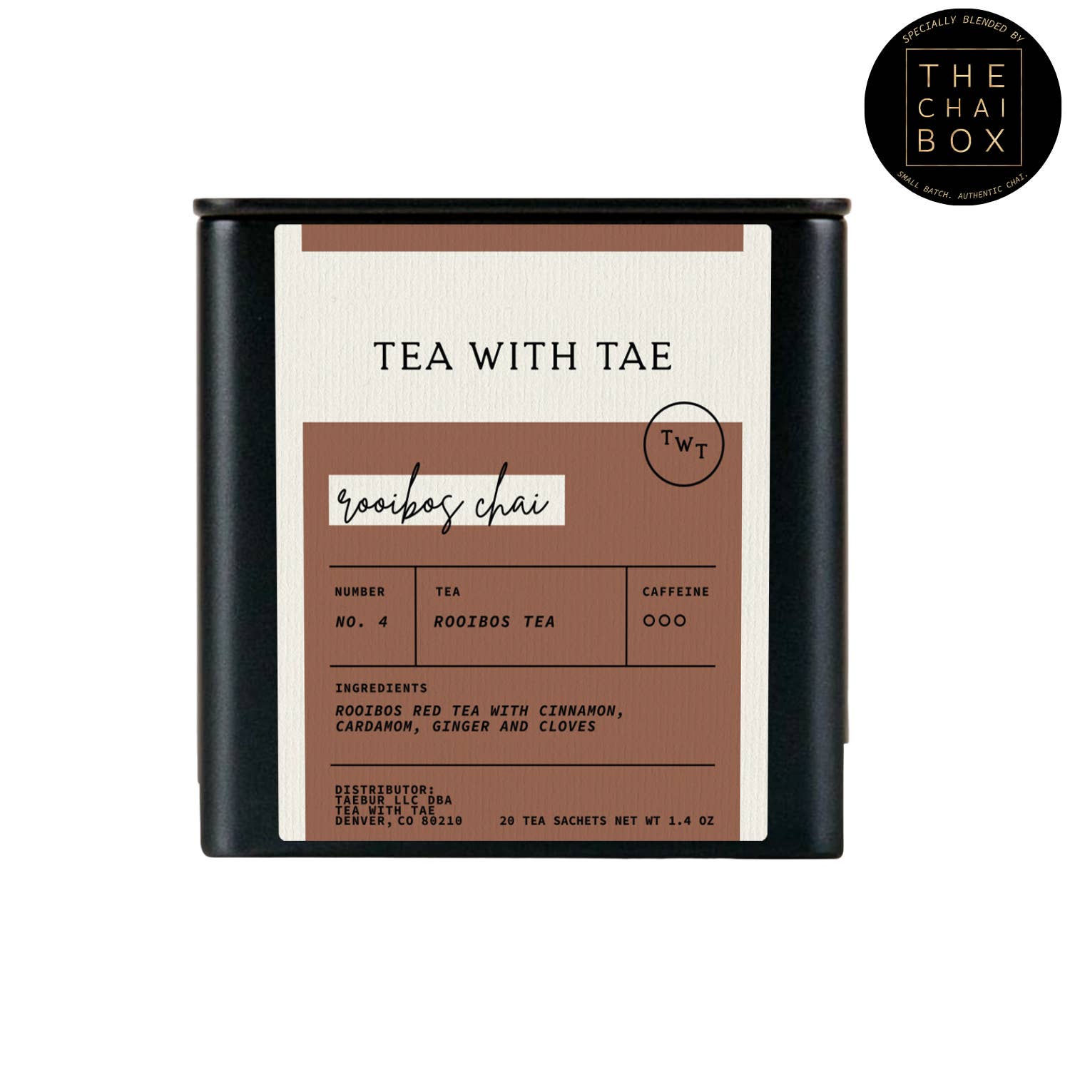 Tea with Tae – Engroshandel Teposer – Rooibos Chai urtete gavedåse (20 teposer)