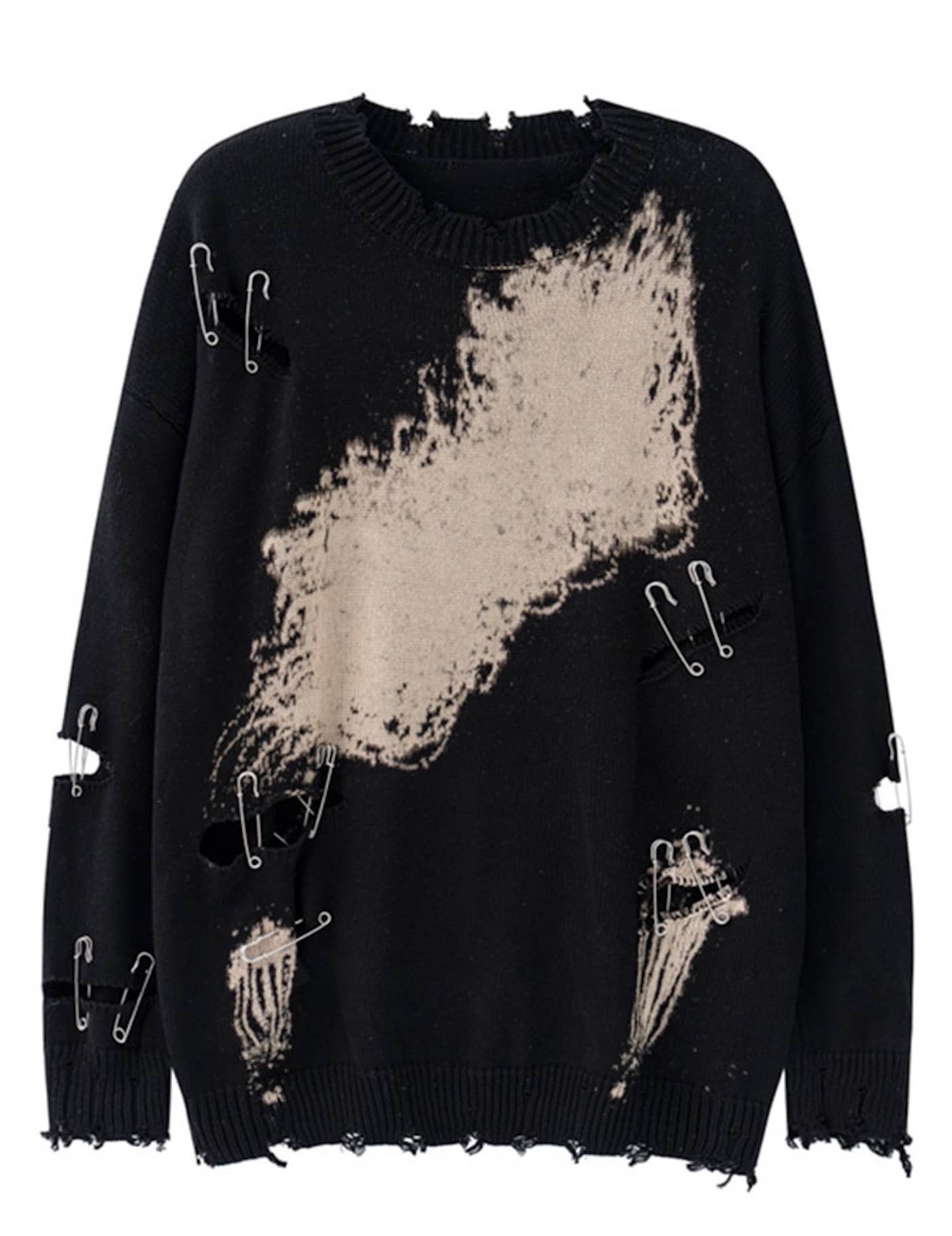 Luxe & Leather by Madonna & Co - Wholesale Knit Sweater - Women's - Distressed Pattern Sweater