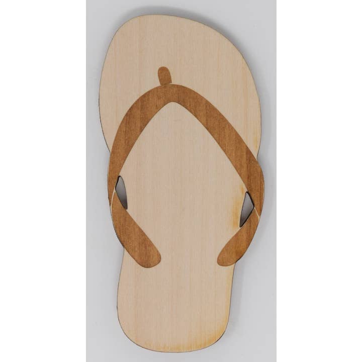 Wood Engraved Flip Flop Magnet for wholesale by Shore Thing Laser Engraving LLC