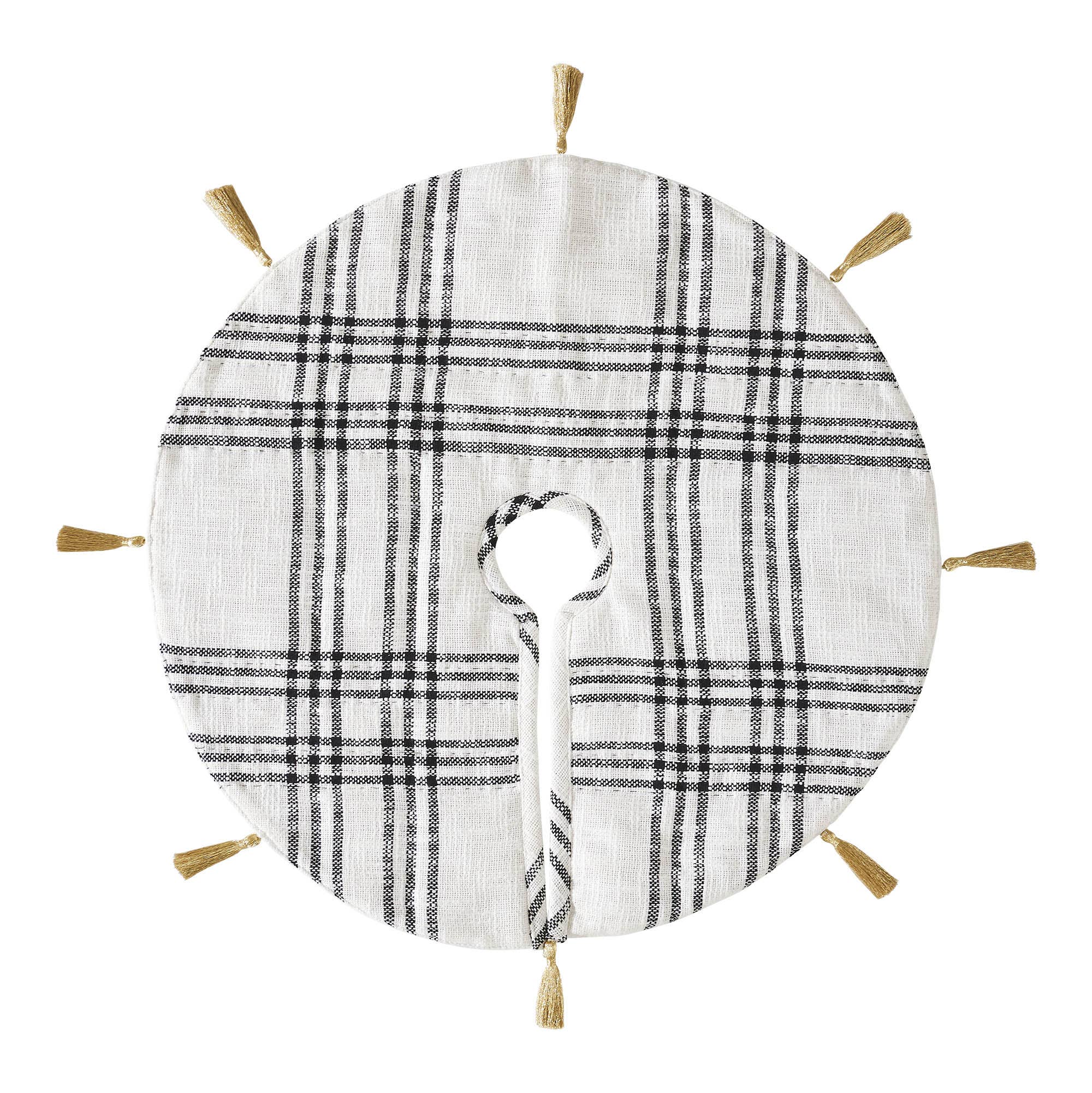 VHC Brands - Wholesale Tree Skirt - Wintergleam Black White Plaid Tree Skirt 242