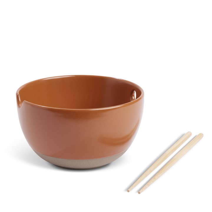 Core Home - Wholesale Bowl - 23oz Ramen Bowl w/ Bamboo Chopsticks - Toasted Amber1