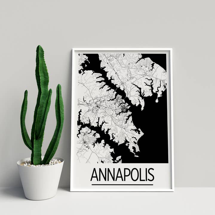 8" x 10" Annapolis Map Print - Art Deco Style for wholesale by ILIKEMAPS