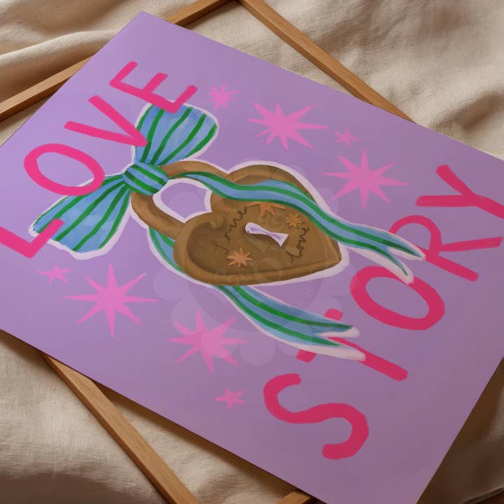 Liebesgeschichte, Wandkunst, Bunte Kunst, Dopamin-Dekor, Spaß für den Großhandel von Kate Fox Design