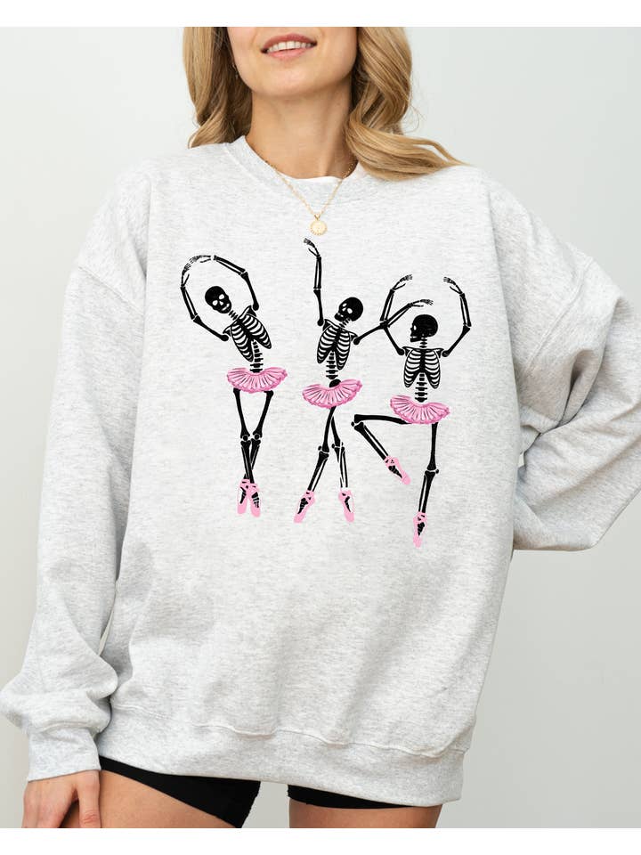 Refinery Number One LLC - Wholesale Graphic Sweatshirt - Women's - Dancing Skeleton Ladies, Ghost, Funny, Halloween Sweatshirt