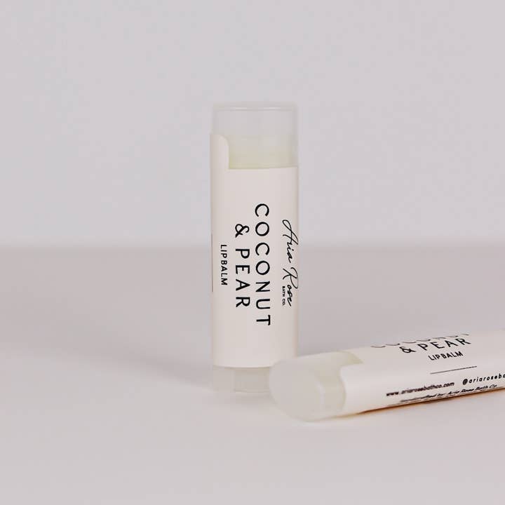 Coconut & Pear Lip Balm for wholesale by Aria Rose Bath Co