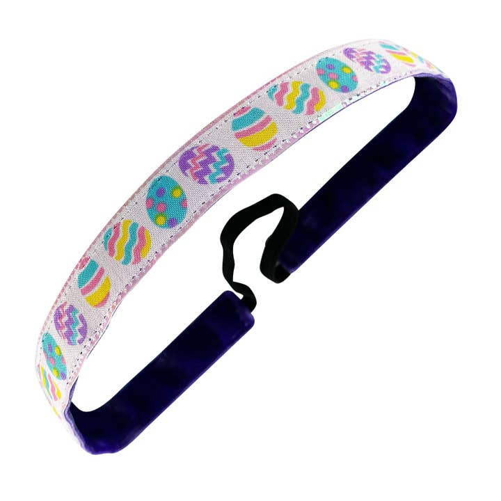 Easter | Egg Roll Metallic Edge | White, Multi | 5/8 Inch for wholesale by Sweaty Bands