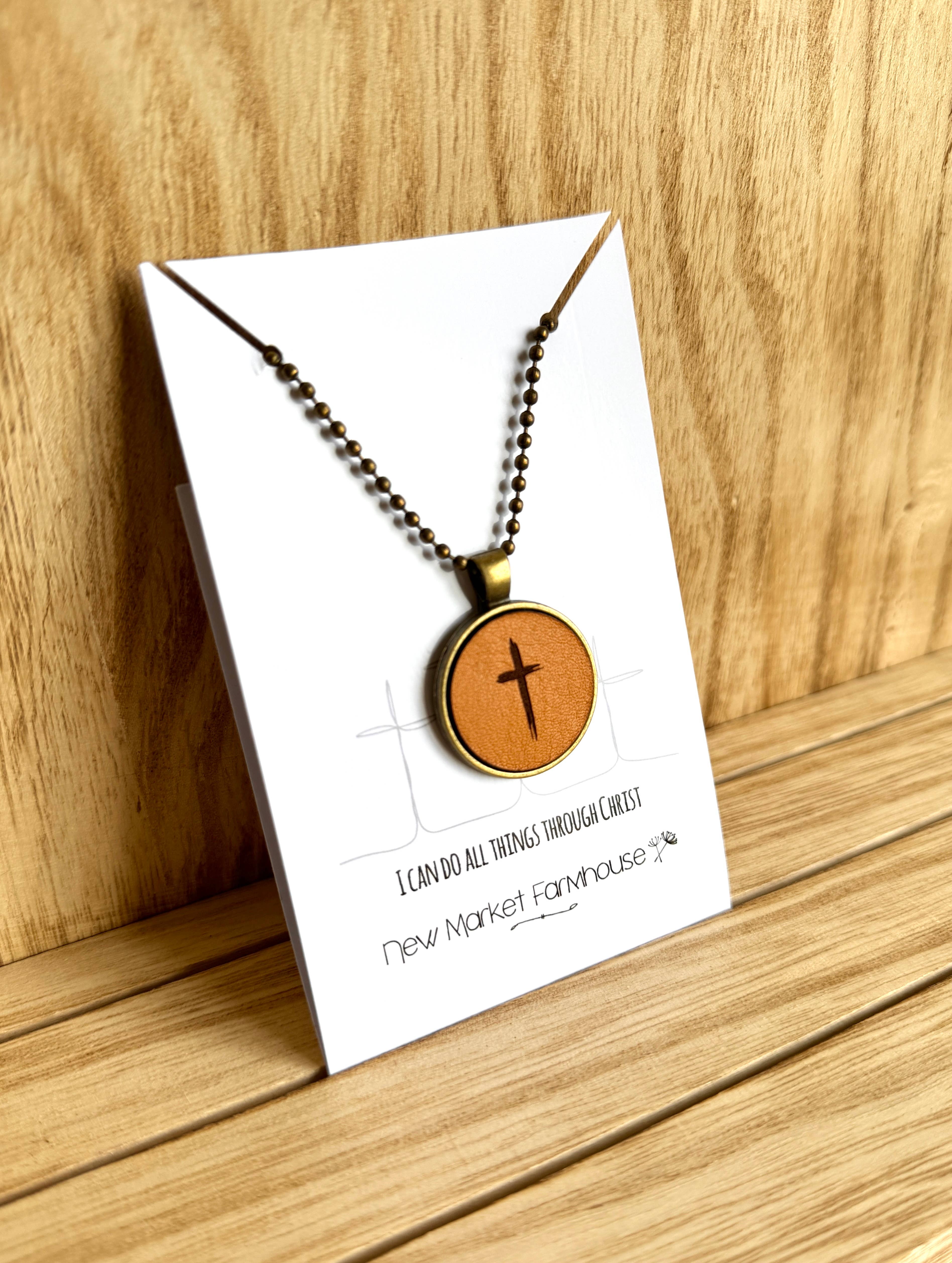 New Market Farmhouse - Wholesale Pendant/Charm Necklace - Cross Necklace - Leather Pendant Necklace - Easter1