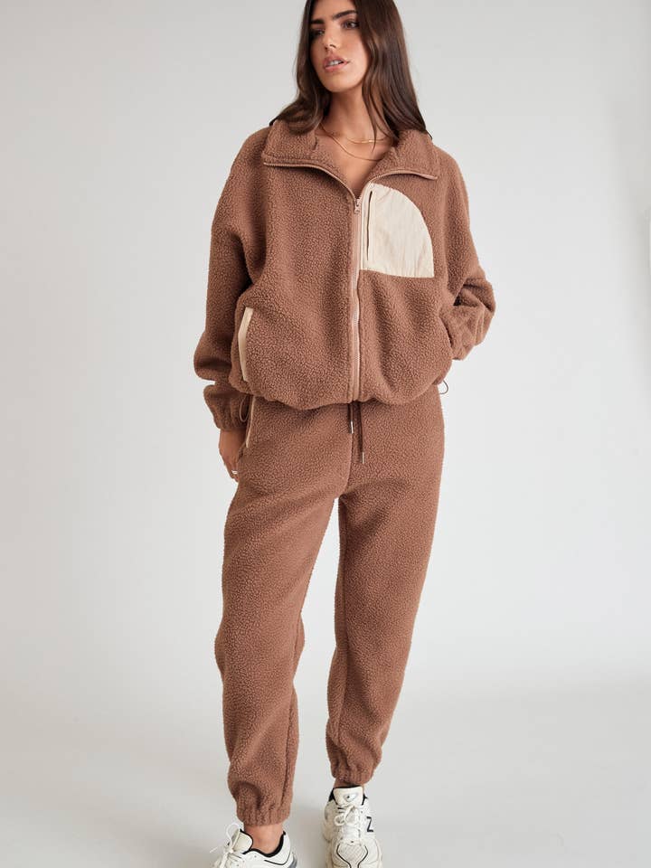 Latte Teddy Fleece Pant for wholesale on Faire