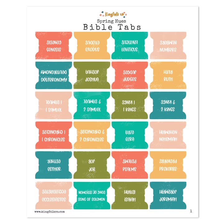Spring Hues Bible Tabs for wholesale by Kingfolk Co