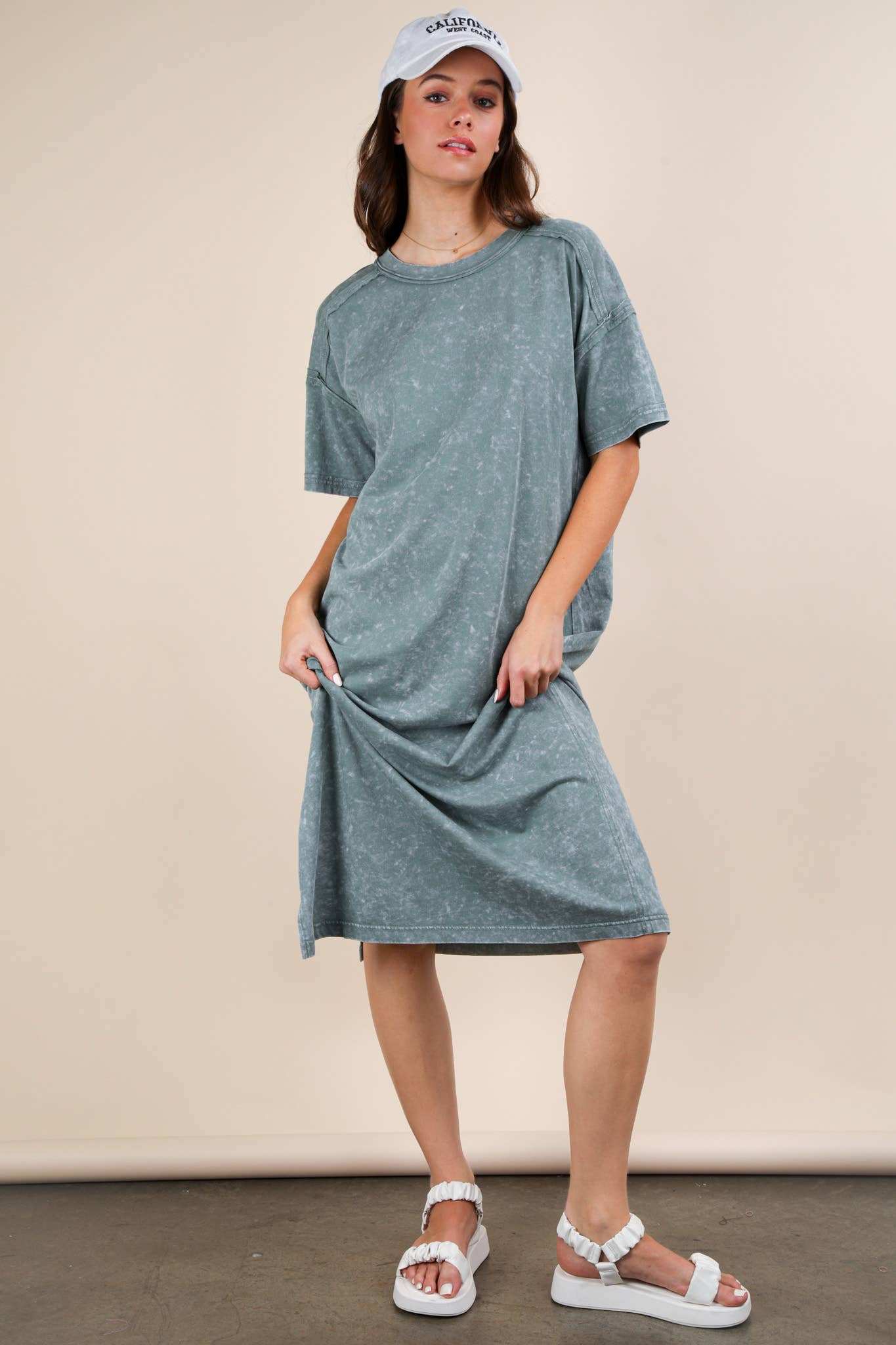 VERY J - Vente Robe – femme - Robe midi décontractée confortable lavée minérale22