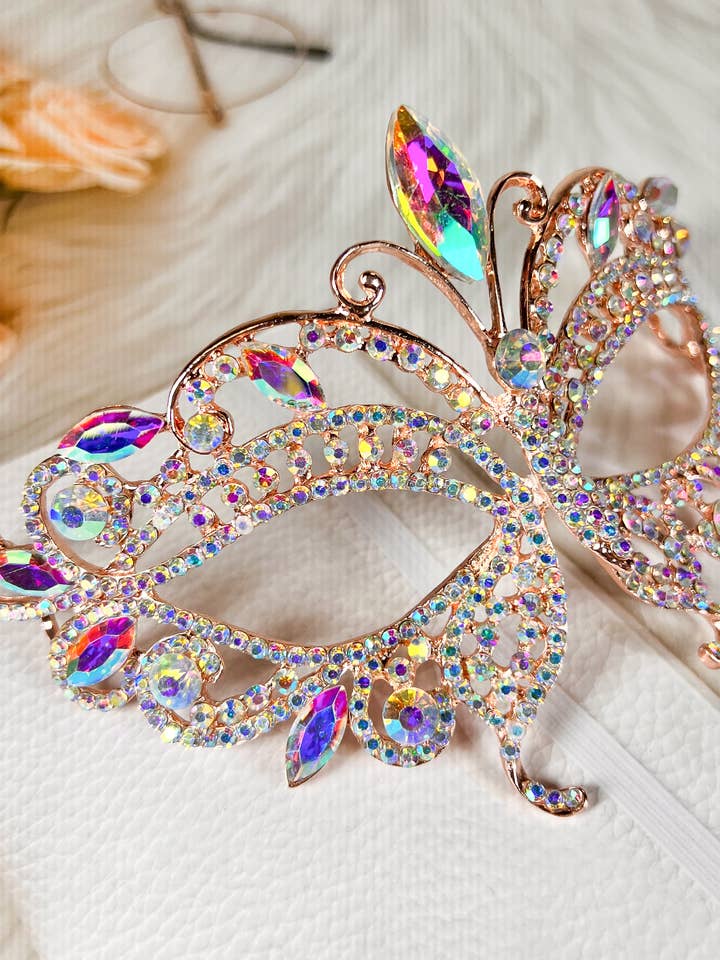 Happy Dream Gifts - Wholesale Costume - Women's - Butterfly Crystal Masquerade Mask, Wedding Party Gold Mask