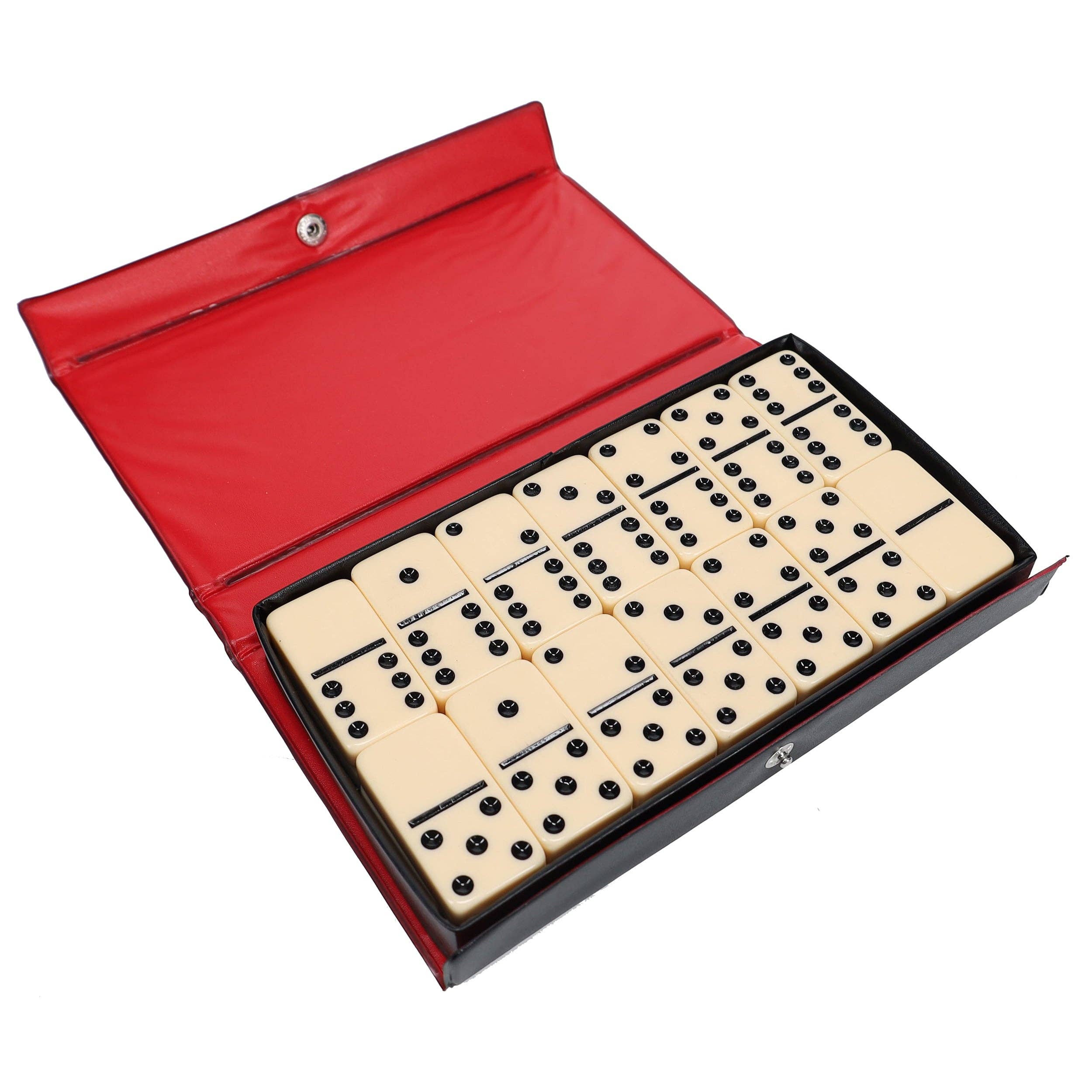Wood Expressions - Wholesale Dominoes - WE Games Double 6 Dominoes - Ivory with Black Vinyl Case1