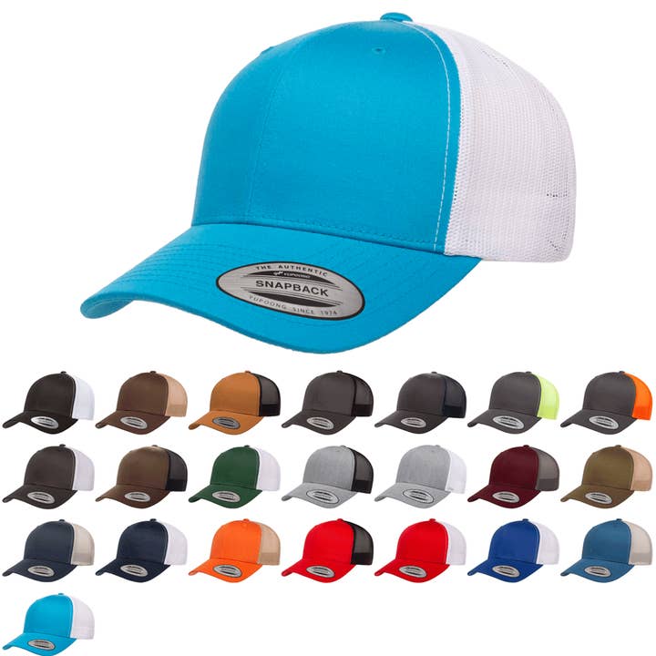 The Park Wholesale - Wholesale Trucker Hat - Unisex - Yupoong 6606T Retro Trucker Hat, Baseball Cap with Mesh Back, 2-Tone Colors - YP Classics®