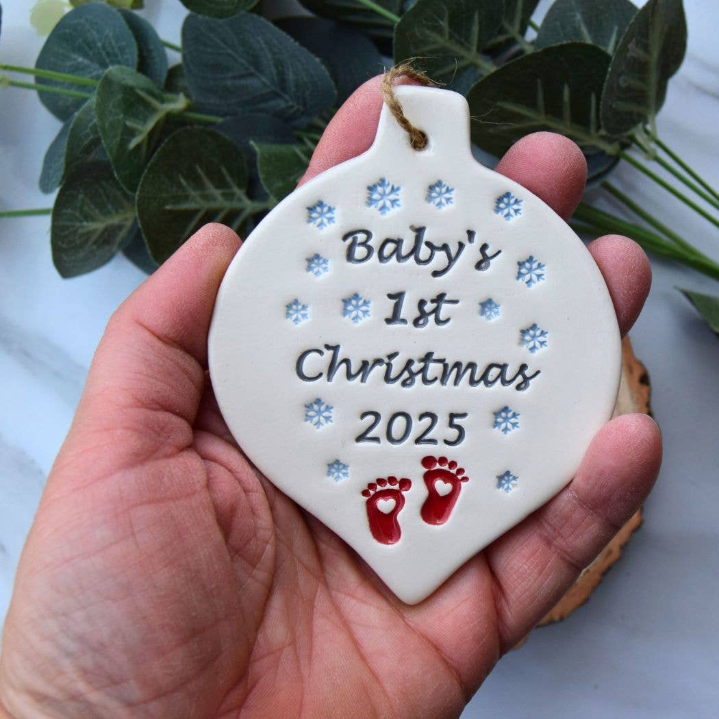 Broadlands Pottery - Wholesale Ornament - Christmas -Baby's First Christmas -Handmade ceramic bauble  1