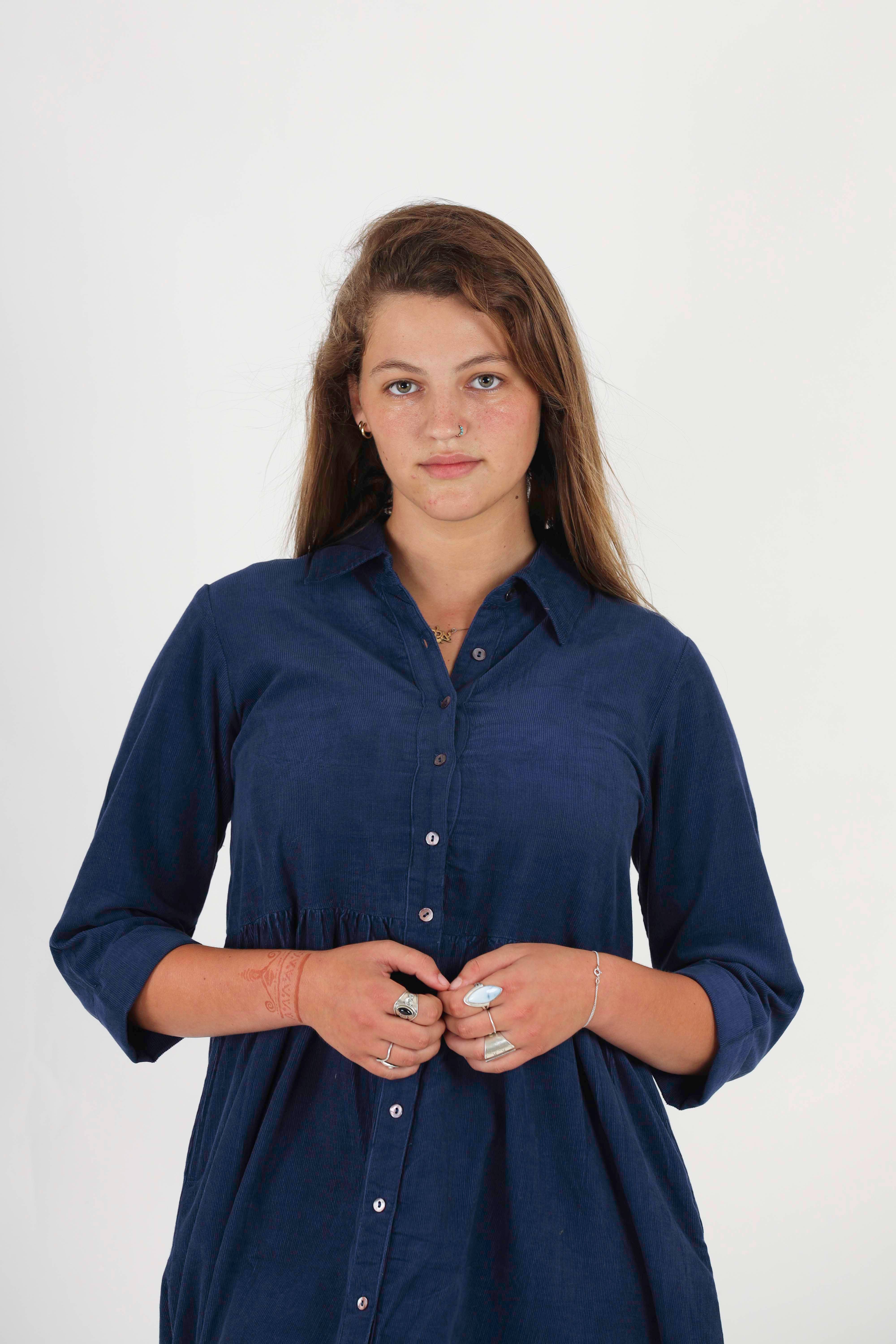 Humanity Centred Designs - Vendita all'ingrosso Vestito - Donna - Abito camicia invernale Daisy_ Organic Baby Corduory Winter3