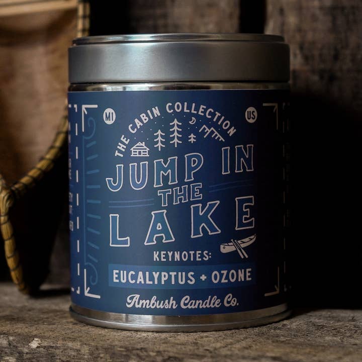 Jump In The Lake | Eucalyptus + Ozone 14oz Soy Candle for wholesale by Ambush Candle Co.