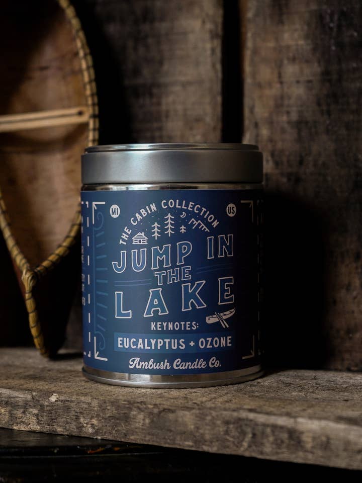 Jump In The Lake | Eucalyptus + Ozone 14oz Soy Candle for wholesale by Ambush Candle Co.