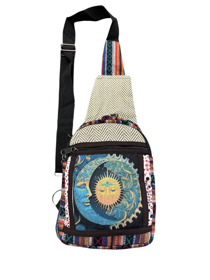 Sun Moon schoudertas van katoen RIB3124 voor wholesale door Rising International Inc