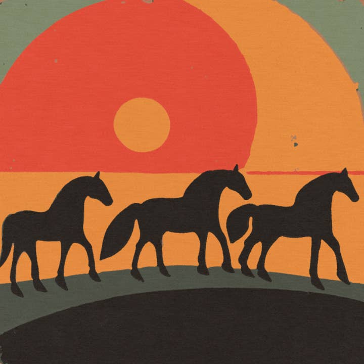 'Häst vid solnedgång' tryck för wholesale av Real Fun, Wow!