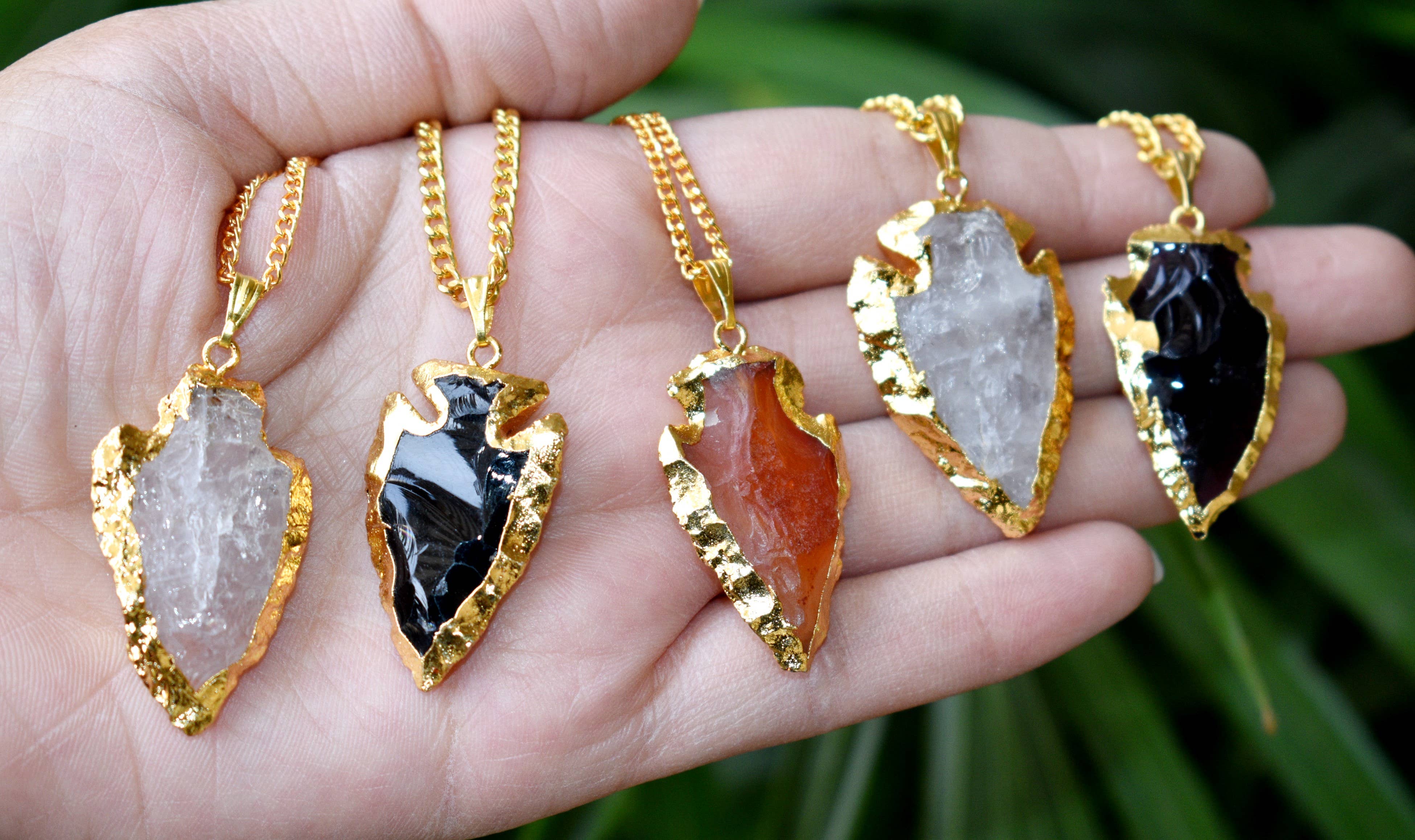 Soothing Crystals - Wholesale Individual Charm/Pendant - Arrowhead Pendant| Electroplated Gold| Genuine Stone Jewelry1