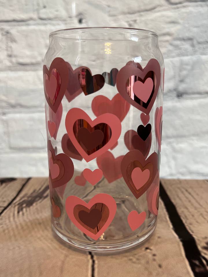 Layered heart beer can glass for wholesale by Olivia Reagan Designs