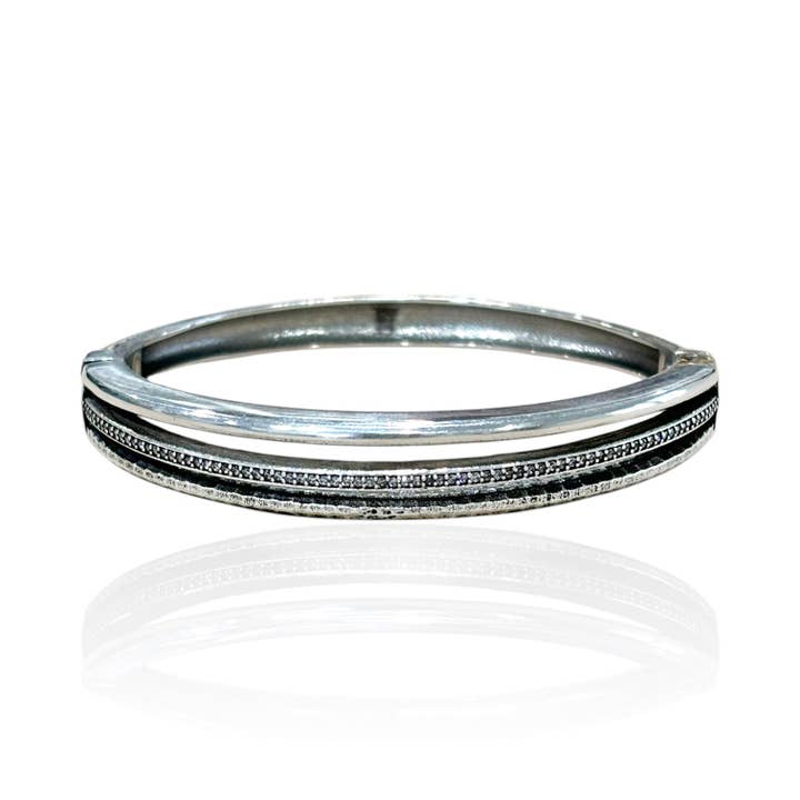 Vintage Silver Lumiere Pave Bangle for wholesale by TAT2 DESIGNS