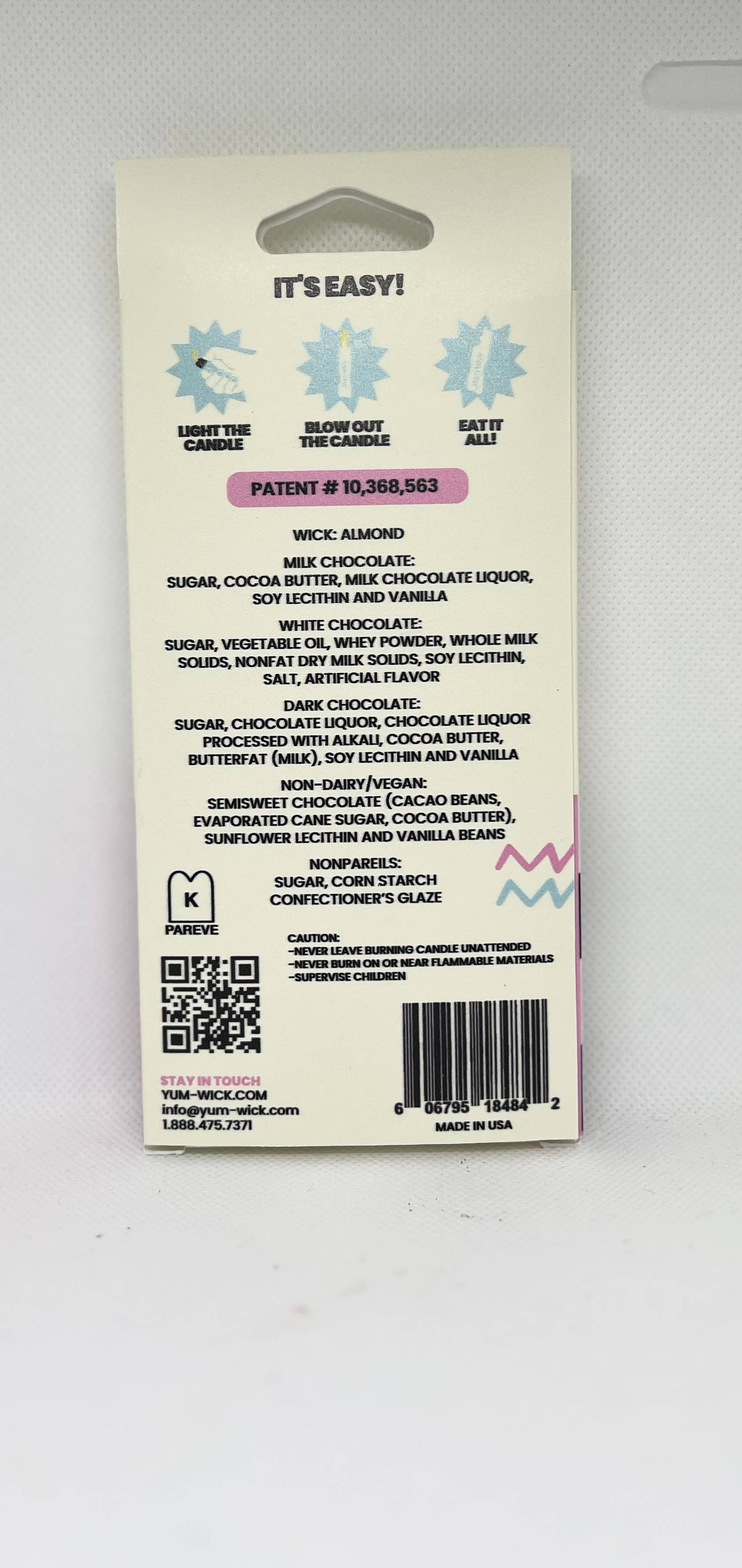 YUM-WICK: EDIBLE CANDLES - Wholesale Cake Candle - Yum-Wick® Vegan Edible Chocolate Stick Candle–6" Kosher Gift3