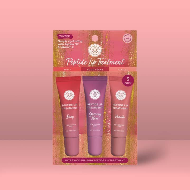 Peptide Glowy Lip Balm Treatment Trio for wholesale by Woolzies