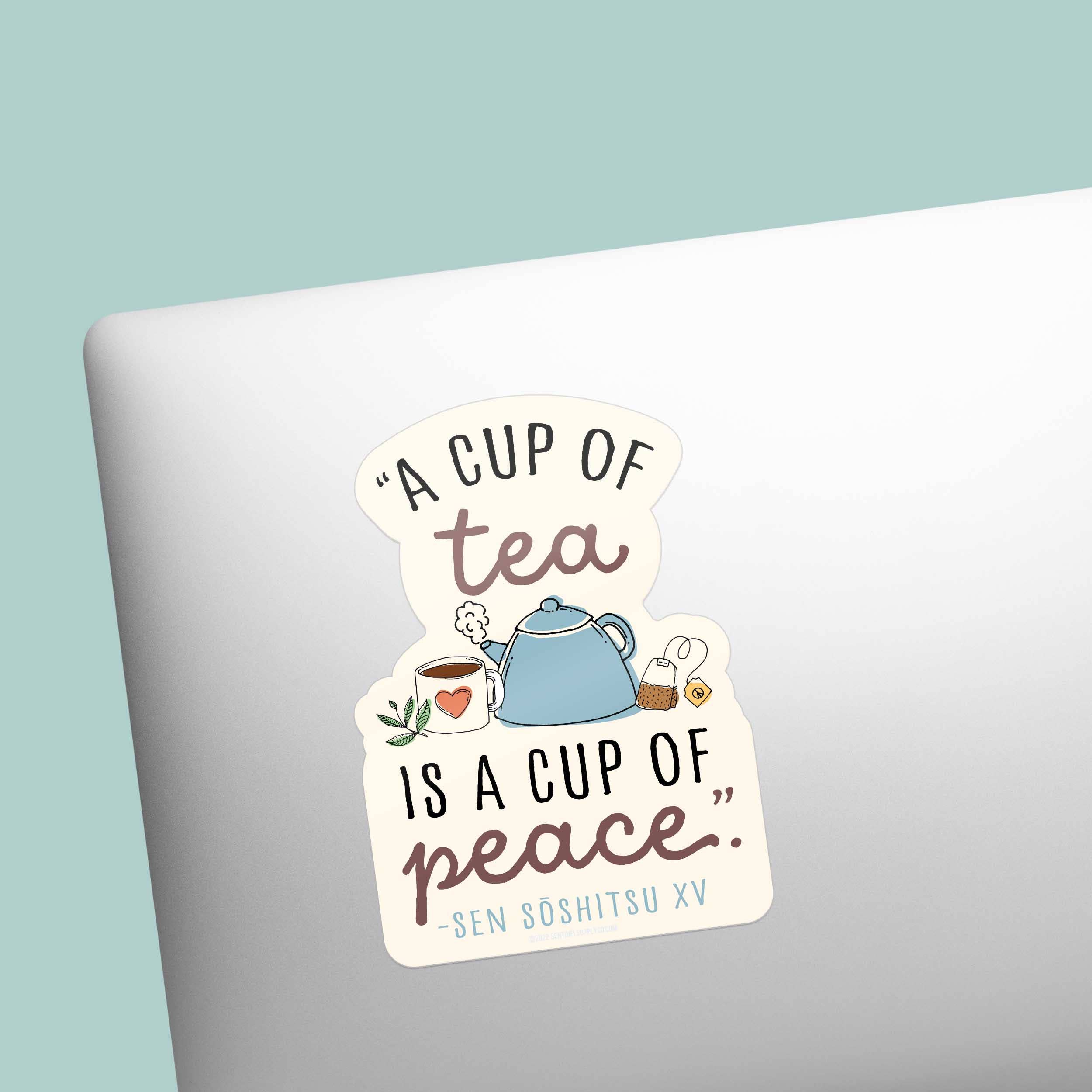 Sentinel Supply - Wholesale Sticker - A Cup of Tea Quote Sticker - Cute Tea Lover Decals1