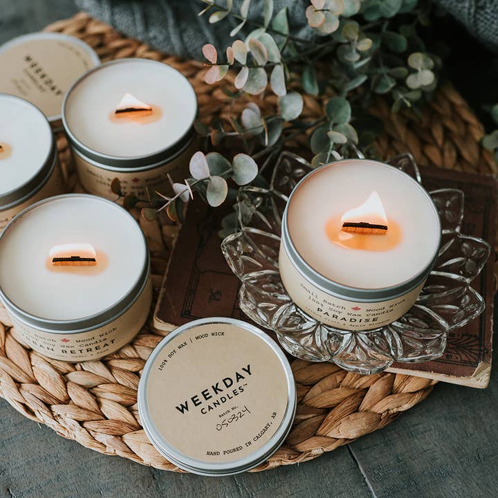 Weekday Candles - Wholesale Jar/Filled Candle - Winter Cabin Candle Tin 2