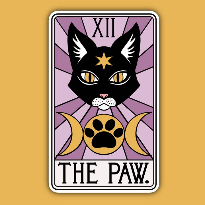The Paw Cat Tarot Card Sticker for wholesale by Indigo Maiden