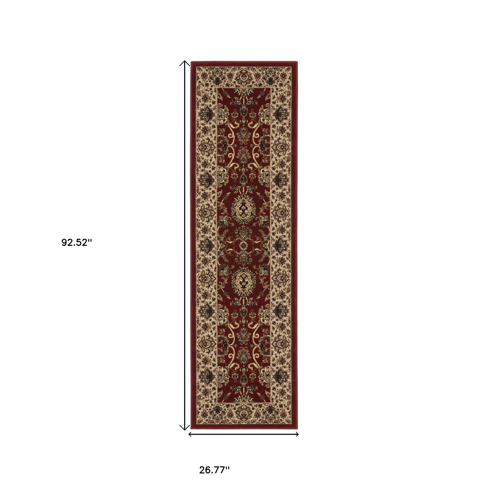 HomeRoots - Wholesale Area Rug - 8' Red And Ivory Oriental Runner Rug2