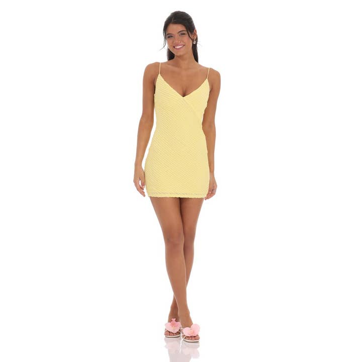 Lucy In The Sky - Wholesale Dress - Women's - Mini Ruffles Bodycon Dress in Yellow