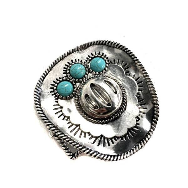 Snowing West - Wholesale Belt Buckle - Women's - WESTERN COWBOY HAT STONE BELT BUCKLE