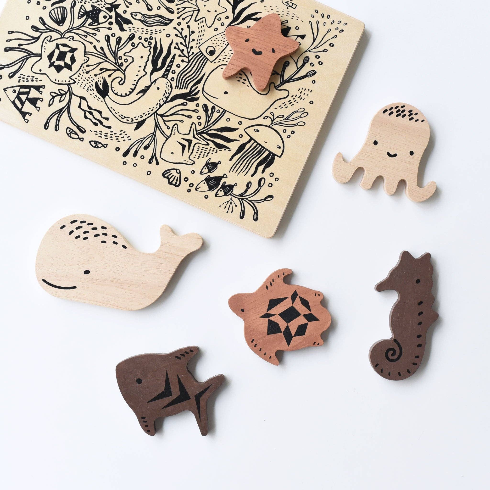 Wee Gallery - Wholesale Puzzle - Kids - Wooden Tray Puzzle - Ocean Animals4