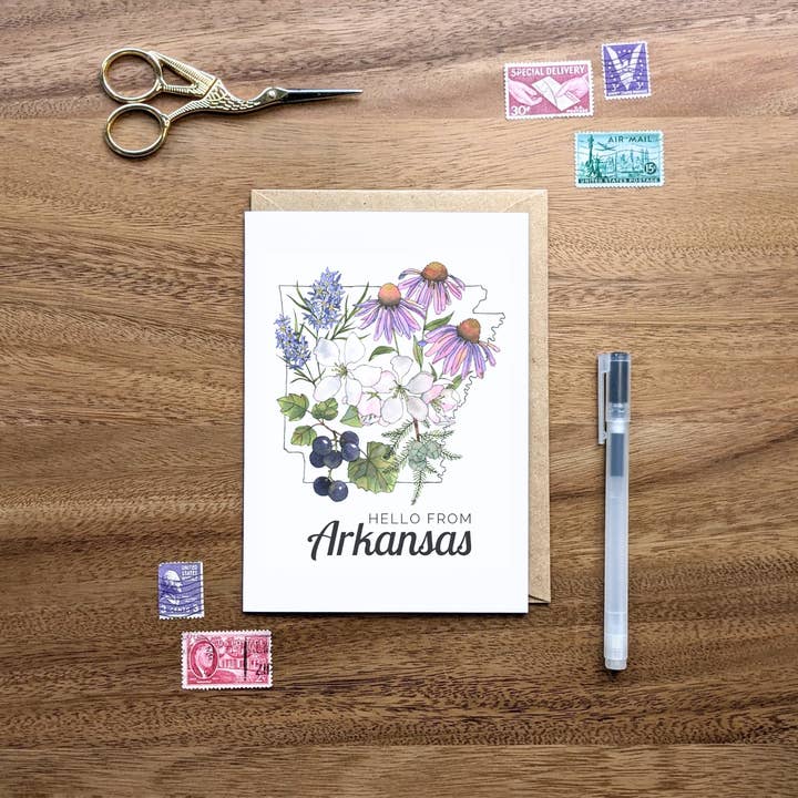 Papermill Creative - Wholesale Stationery/Notecard Set - Arkansas Watercolor Botanicals Notecard