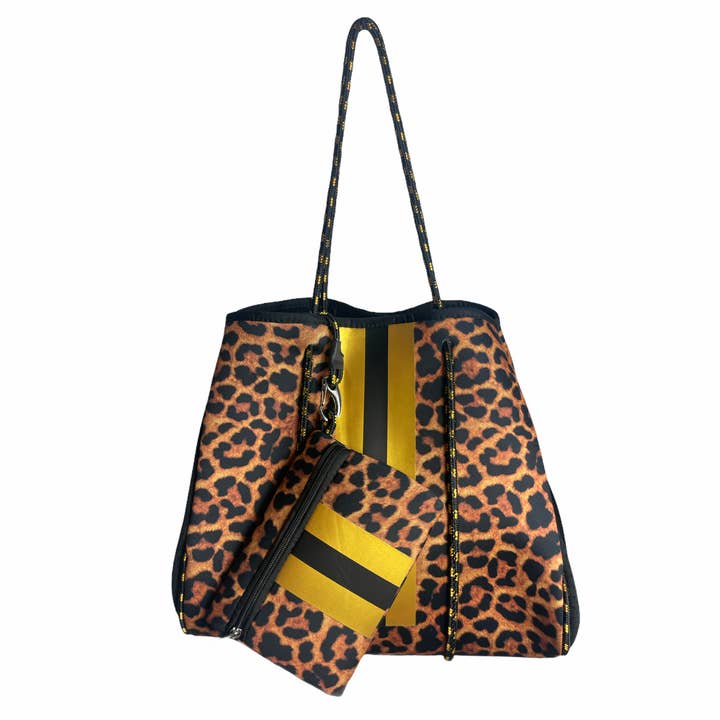 NP-4500 Leopard Brown Gold Neoprene Tote Bag for wholesale by Girlie Girl Originals