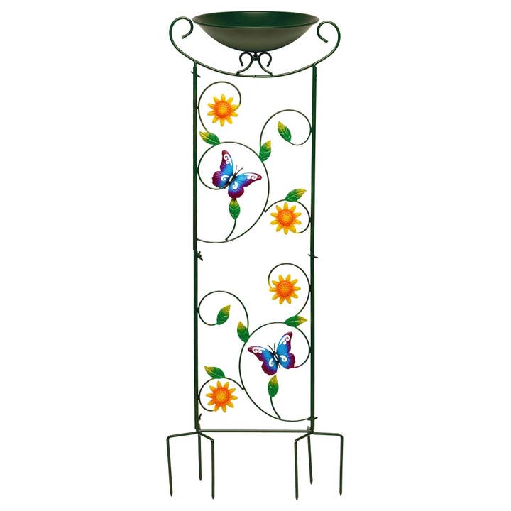Bird Bath with Trellis 35IN Height Butterfly Pattern for wholesale by G128