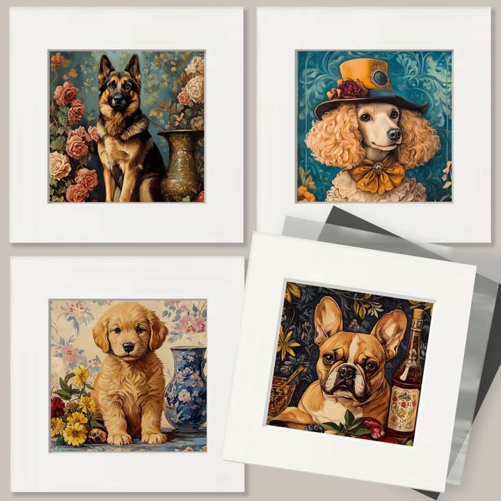 Mowbi - Wholesale Art Print - Floral Labrador Retriever - Pet Dog Still Life Wall Art Prints – 8″x10″ Artwork for 11″x14″ Frame