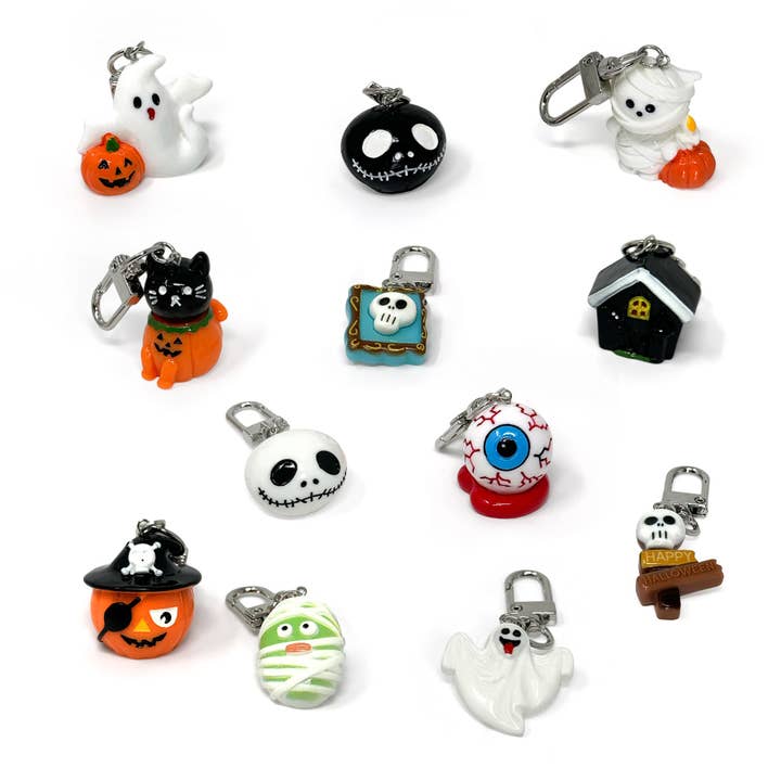 Halloween Spooky Mini Keychains – Ghosts, Bats & Bones for wholesale by Rainbow Unicorn Birthday Surprise