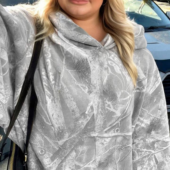 Gray Plus Size Camo Oversized Hoodie Sweatshirt and other Purchase wholesale camo fabric. Free returns & net 60 terms on Faire trending on Faire.