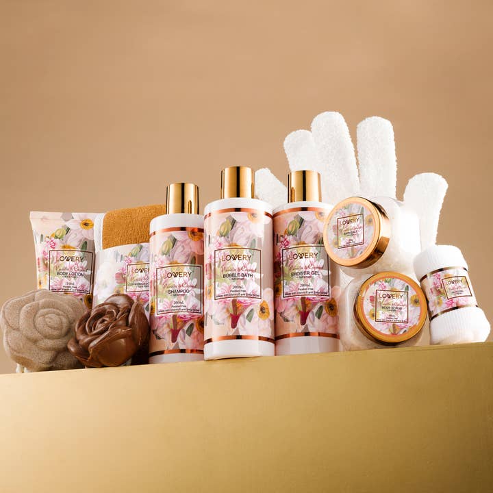 Lovery - Wholesale Bath & Body Set - Christmas Bath & Body Gift Set, 13pc Vanilla Coconut Spa Kit